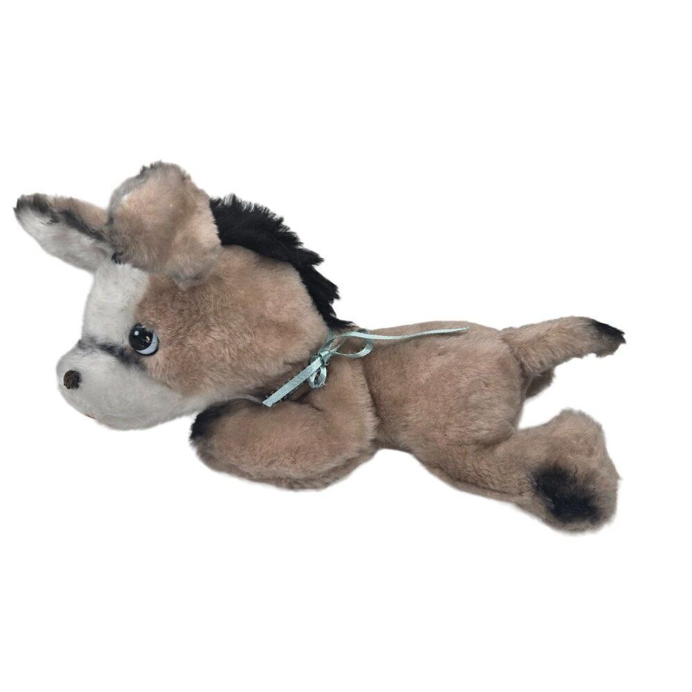 Vintage 60s Mohair Plush Donkey Stuffed Animal Carnival Toy